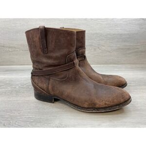 Frye Veronica Short Dark Brown Leather Ankle Western Boots Women's 10 B